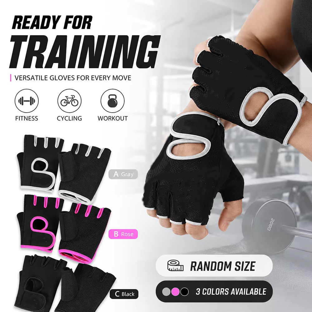 Weightlifting Gloves - قفازات رياضية نصفية الأصابع قابلة للتنفس،