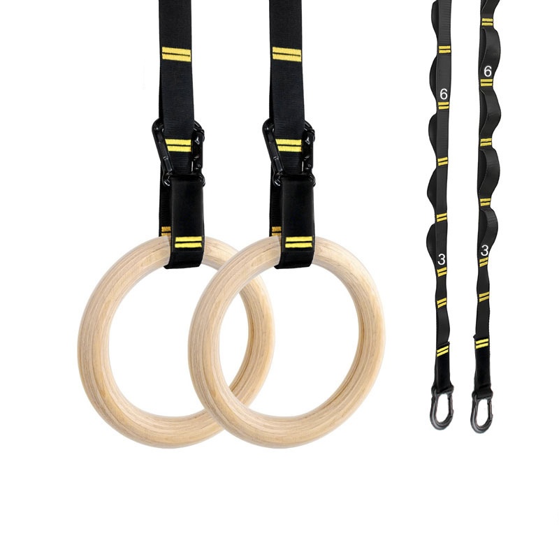 Gymnastic Ring - حلقات جمباز خشبية قابلة للتعليق مقاس